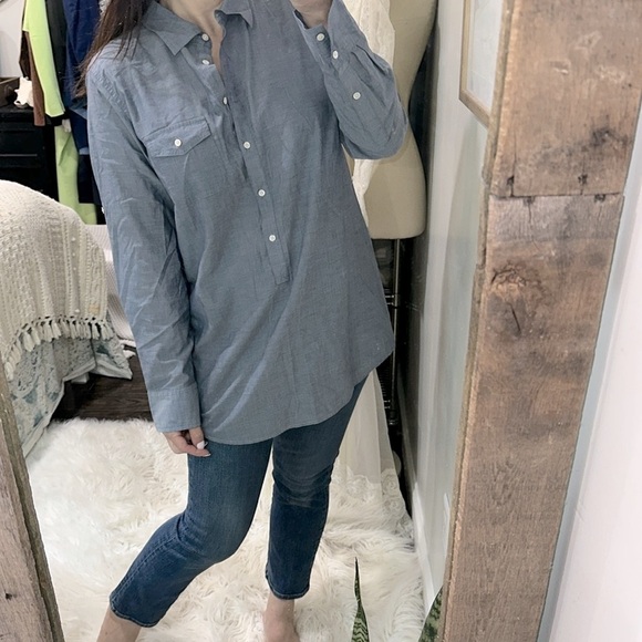 J Crew size medium blue tunic top - Picture 2 of 5